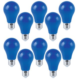 10 x LED Leuchtmittel Birnenform A60 4W E27 BLAU stoßfest Kunststoff
