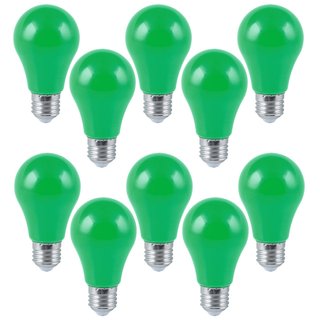 10 x LED Leuchtmittel Birnenform A60 4W E27 GRÜN stoßfest Kunststoff