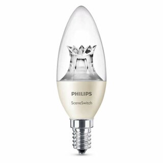 Philips LED Leuchtmittel Kerze SceneSwitch 3-in-1 5,5W 4W 2W E14 klar warmweiß 2700K 2500K 2200K