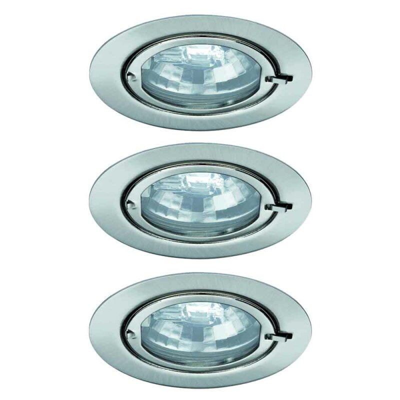 3 x Möbeleinbauleuchten Set starr Eisen gebürstet 3 x 20W G4 2700K wa
