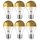 6 x LED Filament Leuchtmittel Birnenform 6,5W entspricht 60W E27 Kopfspiegel Gold warmweiß 2700K