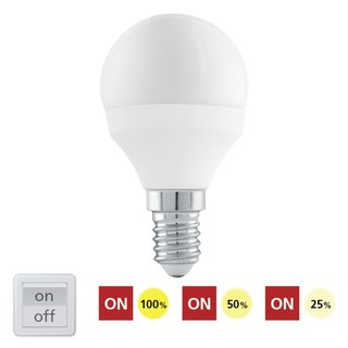 Eglo LED Leuchtmittel Tropfen 6W = 40W E14 matt warmweiß 3-Stepdimmer dimmbar per Schalter