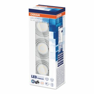 3 x Osram LED Ivios Einbaustrahler Einbauleuchte Downlight nickel matt schwenkbar 3 x 3W GU10 warmweiß 2700K 120°