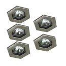 5 x Einbauleuchten Set Quality Line Hexa starr Eisen...