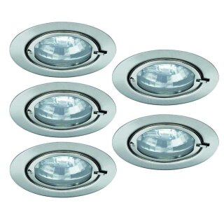 5 x Nice Price Einbauleuchten Set starr Eisen gebürstet 5 x 20W G4 12