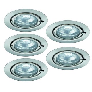 5 x Nice Price Einbauleuchten Set starr Eisen gebürstet 5 x 20W G4 12V Halogen