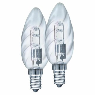 2 x Müller-Licht Halogen Leuchtmittel Kerze gedreht 30W ~ 40W E14 405lm warmweiß 2900K 2000h dimmbar