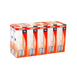 10 x Osram Glühbirne Kerze 40W E27 klar Glühlampe...