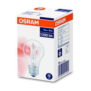 Osram Classic A Eco Halogen Leuchtmittel Birnenform 64547 A CLA 70W fast 100W E27 230V warmweiß dimmbar