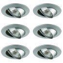 6 x Einbauleuchten Set Premium Line schwenkbar Chrom matt IP23 6 x 50W GU10 230V Halogen