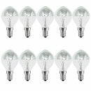 10 x Kopfspiegellampe Tropfen Glühbirne 40W E14 Silber KVS mit Spitze Glühlampe 40 Watt warmweiß dimmbar
