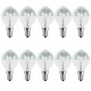 10 x Kopfspiegellampe Tropfen Glühbirne 40W E14 Silber KVS mit Spitze Glühlampe 40 Watt warmweiß dimmbar