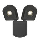 Ritos LED Wandleuchte Strahler Außen schwenkbar 2 x 10W / 20W IP54 ProSpot dunkelgrau 6500K Tageslicht