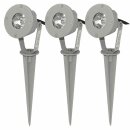 3 x LED Gartenspot Gartenstrahler grau 1W IP65 Erdspieß warmweiß 3000K