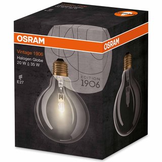 4 x Osram Vintage Edition 1906 Halogen Leuchtmittel Globe G95 20W = 25W E27 klar warmweiß dimmbar