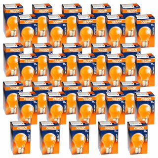 35 x Osram Glühbirne 11W ORANGE E27 11 Watt Glühlampe Glühbirnen Glühlampen