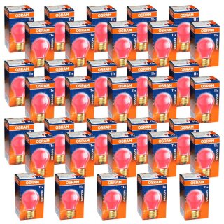 35 x Osram Glühbirne 11W ROT E27 11 Watt Glühlampe Glühbirnen Glühlampen