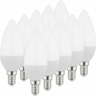 10 x Müller-Licht LED Leuchtmittel Kerze 5,5W = 34W E14 matt 370lm warmweiß 2700K RA90 200° DIMMBAR