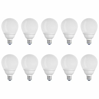 10 x Müller-Licht ESL Energiesparlampe Globe G90 15W = 66W E27 opal matt 820lm warmweiß 2700K 10000h