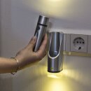 Starlicht LED Steckdosen Nachtlicht Aurora Sensor Silber 1,6W warmweiß 3000K Taschenlampe