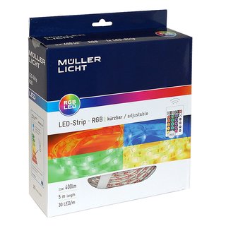 Müller-Licht LED-Strip Set 5m IP20 23W 400lm RGB Steckernetzteil & Fernbedienung