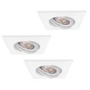 3 x Müller-Licht LED Einbauleuchten Weiß eckig IP23 3 x 5W GU10 300lm warmweiß 2700K schwenkbar