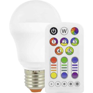 Müller-Licht LED Leuchtmittel Birne 7,5W = 40W E27 470lm warmweiß 2700K RGB+ inkl. Fernbedienung