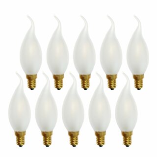 10 x LED Filament Leuchtmittel Windstoß Kerze 1W = 15W E14 MATT extra warmweiß 2200K