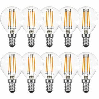 10 x LED Filament Tropfen 4W = 40W E14 Klar Glühfaden 360° extra warmweiß 2200K