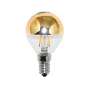 10 x LED Filament Tropfen 4W fast 40W E14 Kopfspiegel gold Kugel extra warmweiß 2200K KVG