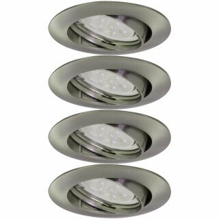 4 x Müller-Licht LED Einbauleuchte Downlight schwenkbar IP23 Satin 7W GU10 warmweiß 2700K dimmbar