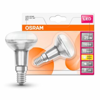 Osram LED Leuchtmittel Star Reflektor R50 1,5W = 25W E14 matt 110lm warmweiß 2700K