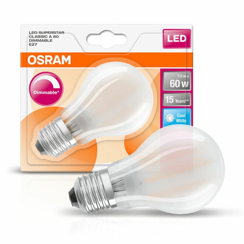 10 x Osram LED Filament Birnenform A60 8W = 75W E27 klar 840 neutralweiß 4000K 