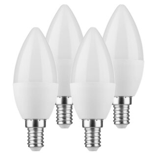 4 x Müller-Licht LED Leuchtmittel Kerzen B35 5,5W = 40W E14 matt 470lm warmweiß 2700K 180° Promo-Pack 3 + 1