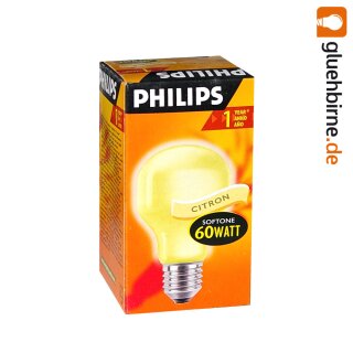 Philips Softone Glühbirne 60W E27 Soft Yellow = Citron Glühlampe 60 Watt Glühbirnen