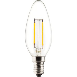 Müller-Licht LED Filament Leuchtmittel Kerze 2,5W = 23W E14 klar 220lm Ra>90 warmweiß 2700K V4 Retro-LED