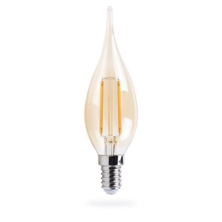 Müller-Licht LED Filament Windstoß Kerze 2,2W = 17W E14 klar Gold gelüstert 150lm Ra>90 warmweiß 2700K Retro-LED