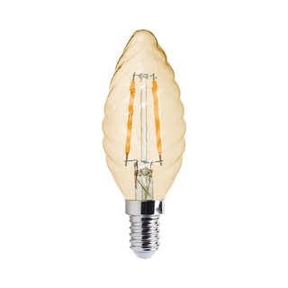 Müller-Licht LED Filament Leuchtmittel Kerze 2,2W = 17W E14 klar gedreht Gold gelüstert 150lm Ra>90 warmweiß 2700K Retro-LED