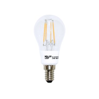 Müller-Licht LED Filament Leuchtmittel Tropfen 4W = 38W E14 klar 430lm Ra>90 warmweiß 2700K Retro-LED DIMMBAR