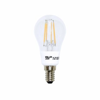 Müller-Licht LED Filament Leuchtmittel Tropfen 4W = 38W E14 klar 430lm Ra>90 warmweiß 2700K Retro-LED DIMMBAR