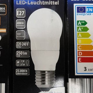 I-Glow LED Leuchtmittel Tropfen 3W = 25W E27 matt 250lm Neutralweiß 4000K 155°