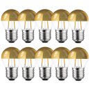 10 x LED Filament Tropfen Leuchtmittel 2W = 25W E27 Kopfspiegel Gold Glühfaden extra Warmweiß 2200K