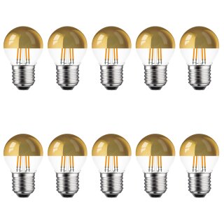 10 x LED Filament Kopfspiegel Tropfen 4W fast 40W E27 gold warmweiß 2700K