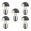 5 x LED Filament Kopfspiegel Tropfen 4W = 40W E27 silber KVS warmweiß 2700K