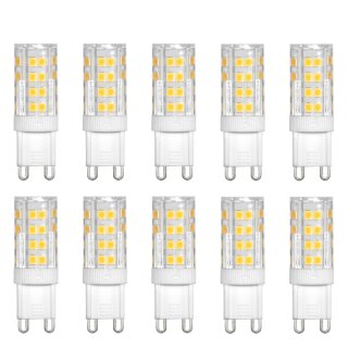 10 x LED Porzellan Stiftsockel Leuchtmittel 4,5W = 40W G9 450lm kaltweiß 6500K Tageslicht