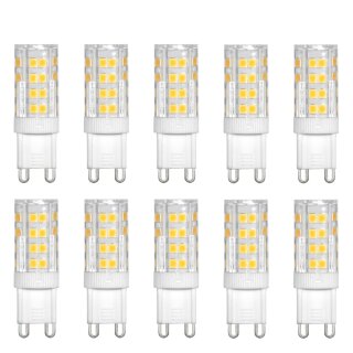 10 x LED Porzellan Stiftsockel Leuchtmittel 4,5W = 40W G9 450lm kaltweiß 6500K Tageslicht