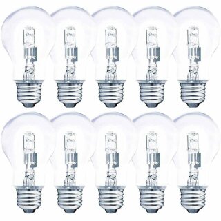 10 x Halogen Leuchtmittel Birnenform 57W = 70W E27 klar dimmbar Glühlampe 2000h warmweiß