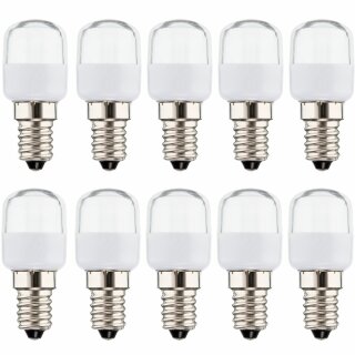 10 x LED Leuchtmittel Kühlschranklampe Röhre T25 1W = 10W E14 klar 75lm warmweiß 2700K