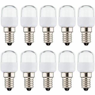 10 x LED Leuchtmittel Kühlschranklampe Röhre T25 1W = 10W E14 klar 75lm warmweiß 2700K