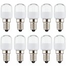 10 x LED Leuchtmittel Kühlschranklampe Röhre T25 1W = 10W E14 klar 75lm warmweiß 2700K